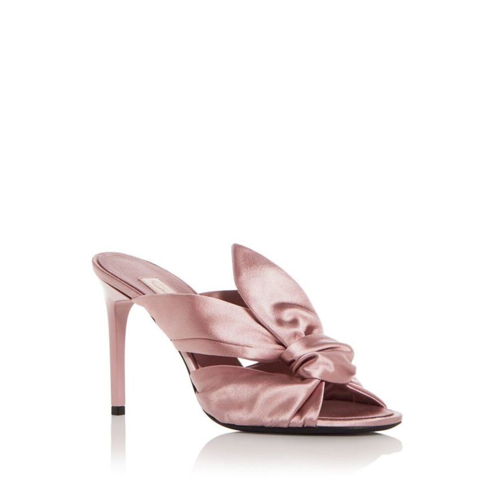 OSCAR DE LA RENTA Womens Pink Knotted Round Toe Stiletto Slip On Sandals 37